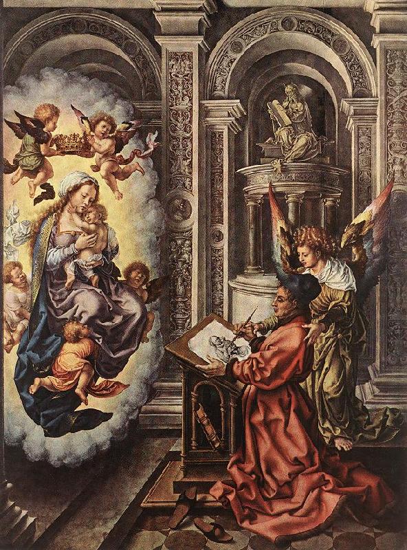 GOSSAERT, Jan (Mabuse) St Luke Painting the Madonna sdg Sweden oil painting art